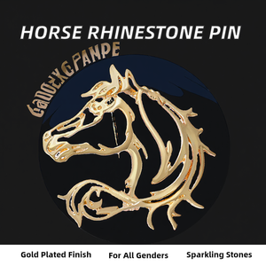 卸売高級デザイナー馬の襟ピン、カスタム合金14K金メッキラインストーンユニセックスアクセサリーブローチピン - Product Image 2