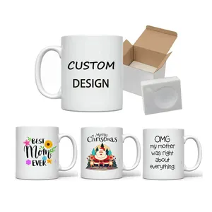 Wholesale Sublimation Mugs With Logo Custom New Promotional Porcelain 11oz White Ceramic Cup With White Box Supplier