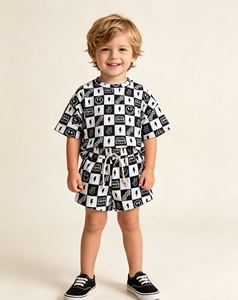 Ensemble de vêtements pour bébé garçon cool et décontracté, <span class=keywords><strong>t</strong></span>-<span class=keywords><strong>shirt</strong></span> surdimensionné en coton et short, tenue 2 pièces pour bébé - Product Image 4