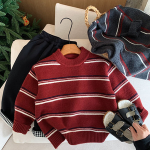 <span class=keywords><strong>Pull</strong></span> à col roulé rayé pour garçons, style coréen, décontracté, ample, élégant, tricot tendance, hiver 2026 - Product Image 2