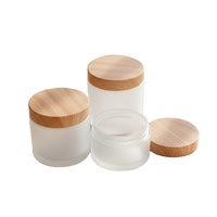 Pot en plastique 120 ml 250 ml, pot cosmétique transparent givré avec couvercle en bois clair