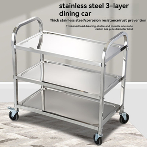 Chariot utilitaire mobile à 3 niveaux en acier inoxydable avec 4 roulettes, chariot de retour de vaisselle, style vintage classique, montage facile pour <span class=keywords><strong>restaurant</strong></span> - Product Image 2