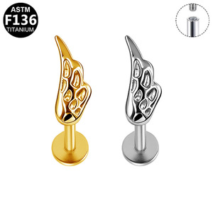 Piercing d'oreille en titane en forme d'animal, alliage de titane G23, filetage interne, bijoux de mode unisexe - Product Image 4