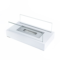 Grand dessus de table rectangulaire en verre avec coussins isolants Accessoires de cheminée au bioéthanol pour chauffages de patio