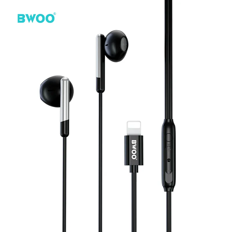 Super BWOO Hot Sale 8 Pin Plug Hifi Earphone For Iphone In-ear Design Super Bass Wired Earphones