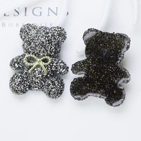 Breloques en résine faites à la main en forme d'ours avec strass pour la décoration de coques de téléphone, vêtements, chaussures et jouets