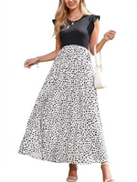 Robe longue décontractée d'été pour femme, à pois, tissée, respirante, lavable, coupe ample, confortable pour le ventre