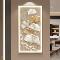Peinture décorative d'entrée Nine Fish, art mural abstrait de luxe moderne avec éclairage LED pour salon, couloir et allée