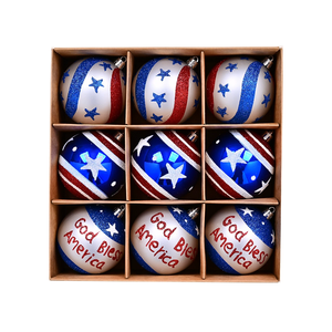 เครื่องประดับวันรำลึก9ชิ้นของประดับ4th แบบรักชาติของลูกบอลดาว july เครื่องประดับวันเอกราชลูกบอลแขวนสีแดงสีน้ำเงินสีขาว - Product Image 2