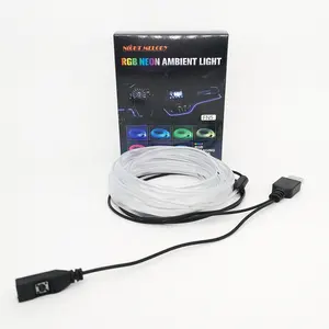 Illuminatore a LED RGB 2M ad alta luminosità 7 colori luci a fibra ottica a led morbide a taglio libero gioca e collega l'auto della luce ambientale