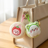 Porte-monnaie en peluche 3D Kawaii en forme de sirène, koala, renard, éléphant, grenouille, mouton, chiot, mini sac porte-clés personnalisé avec logo pour filles et enfants
