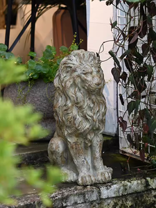 Statue de lion décorative en résine Sculpture animale artisanale en fibre de verre pour jardin et intérieur Statue de lion d'extérieur - Product Image 2