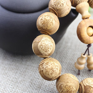 สร้อยข้อมือไม้ไซเปรสหลิงกูซีไทหังแกะสลักลูกปัดพระพุทธศาสนาสัญลักษณ์มงคลพิธีกรรมทางศาสนาเครื่องประดับสำหรับทุกเพศของสะสม - Product Image 3