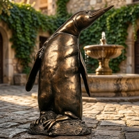 Statue de pingouin en bronze moulé à la cire perdue sur mesure - Sculpture d'animaux sauvages antarctiques sur mesure, sculpture en bronze