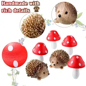 Fairy Outdoor Garden Accessories Animals Figurines Plant Pots Bonsai Decor Miniature Hedgehogs And Mushroom Decor Statue