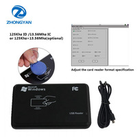 Lector de Tarjetas Inteligente de Doble Frecuencia 125khz 13.56mhz ID IC RFID NFC Sin Contacto USB de Escritorio