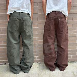 Su misura anatra in tela lavoro Casual in Selvage <span class=keywords><strong>Jeans</strong></span> pantaloni larghi da jogging oversize da strada dritti da lavoro - Product Image 3