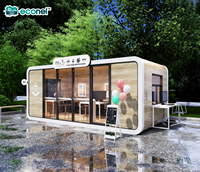 Mini-restaurant modulaire préfabriqué portable en forme de capsule, kiosque alimentaire à construction rapide pour parc et place, en acier, personnalisable