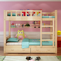 Lit superposé en bois massif pour enfants avec tiroirs de rangement et échelle, design moderne confortable, meubles de chambre d'enfant