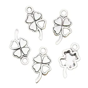 Charms lucky irish four leaf clover 20x11mm Tibetan Silver Color Pendants Antique Jewelry Making DIY Handmade Craft