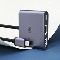 Estación de acoplamiento concentrador USB C 3 en 1 de alta velocidad OEM con USB 3,0 niquelado 4K 3,0 PD 3 puertos tipo C Hub 3 en 1