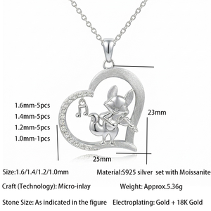 Collier Pendentif Renard Cœur Creux en Argent S925 Plaqué Or avec Moissanite Ronde, Bijou Fin Romantique Musical pour Femme, Idéal Saint-Valentin - Product Image 6