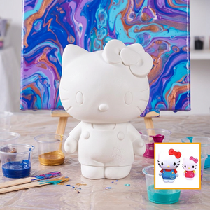 Kit de manualidades de osos fluidos sin pintar, figuras lindas de <span class=keywords><strong>Hello</strong></span> Kitty, llaveros, osos fluidos para pintar por vertido con hucha - Product Image 1