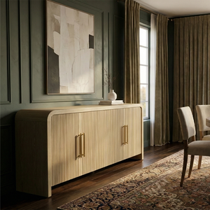 Mueble de Salón Moderno y Ecológico con Puertas de Madera de Caucho, MDF y Chapa de Roble, con 4 Puertas - Product Image 3