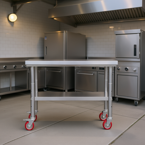 Mesa de Acero Inoxidable de 24 x 36 Pulgadas con Patas de Altura Ajustable, Estación de Trabajo Comercial para Preparación de Alimentos con Ruedas - Product Image 2