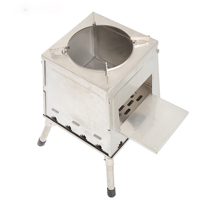 Réchaud de camping pliable en acier inoxydable de qualité supérieure Luling, grand modèle, pour cuisson au bois en extérieur, barbecue et chauffage