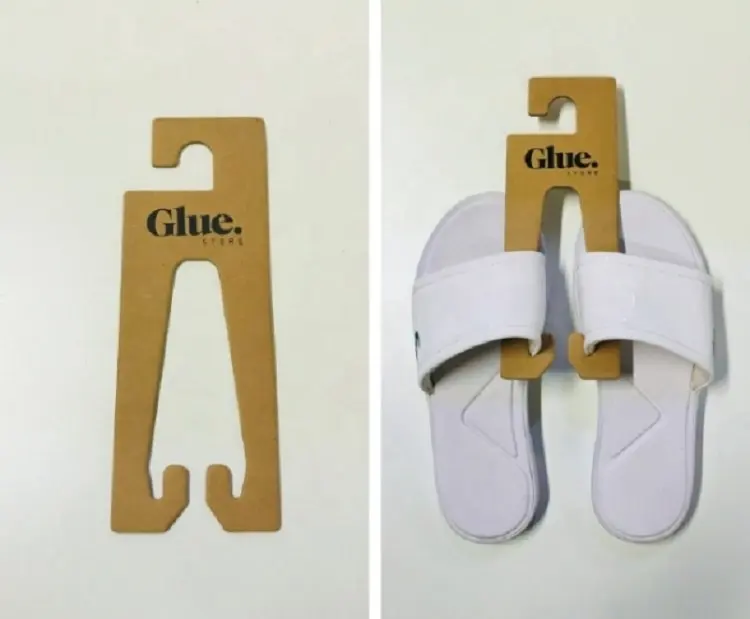 custom logo recyclable cardboard flip flops paper hanger for eva flip flops slippers sandals