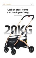 Poussette de luxe pliable à 4 roues, légère et imperméable pour petits animaux (chats et chiens), transporteur de voyage portable