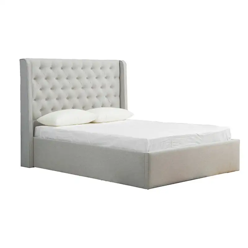 Grigio imbottito letto in tessuto di stoccaggio telaio del letto con storage california king bed