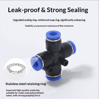 Conector Neumático de Cuatro Vías PZA Blue-Cap, Conexión Rápida para Manguera de Aire, Adaptador de Plástico, Hecho en China
