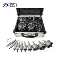 Ensemble de 10 scies cloches en carbure TCT de 16 à 53 mm pour le perçage de métaux, acier inoxydable, alliage, plaque, tuyau, tube avec étui en aluminium