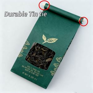 Sac en papier translucide personnalisable en usine, étanche, recyclable, résistant à l'huile, pour l'emballage du thé en feuilles avec fermeture à lien métallique - Product Image 4