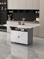 Table à manger pliante en bois - Meuble de rangement mobile multifonctionnel 6 places pour petits appartements