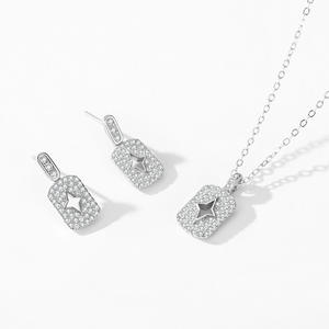 Boucles d'oreilles pendantes en argent sterling S925 personnalisables, version cuivre, avec zircone ronde taillée en forme d'étoile - Exclusives pour femmes - Product Image 4