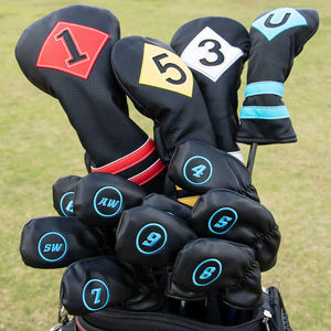 Prix de gros : Housses de fers de golf imperméables avec motif brodé, 9 pièces/ensemble, en cuir PU avec fermeture élastique - Product Image 3