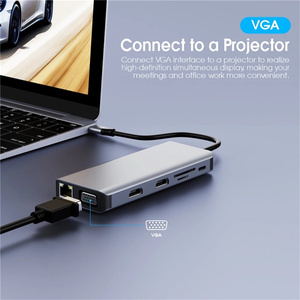 ドッキングステーション デュアルモニター 12 in 1 USB Type-C ハブ トリプルディスプレイアダプター 4K VGA LAN イーサネット 4USB 100WPD 3.5mm USB-C ドック - Product Image 4