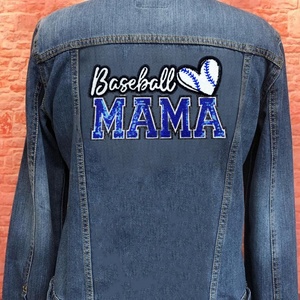 Patch à sequins Baseball <span class=keywords><strong>Mama</strong></span>, lettres <span class=keywords><strong>MAMA</strong></span> brodées en chenille bleu roi brillant, applique en forme de cœur, badges pour veste - Product Image 6