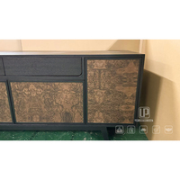 Meuble TV moderne sur mesure en placage de bois de burl, meuble TV en bois massif, console multimédia, unité de rangement pour salon