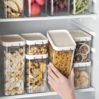 Boîte de rangement hermétique crème-blanche - Récipients carrés transparents de qualité alimentaire avec couvercles pour l'organisation du garde-manger de la cuisine