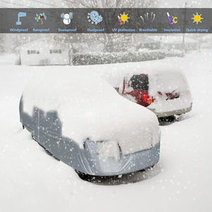 Housse de <span class=keywords><strong>voiture</strong></span> complète Pulato LT-CC-2 de haute qualité, 2 couches, fermeture éclair, imperméable/protection UV, prévention de la neige et de la glace, rejet de 99% des UV/90% des IR - Product Image 5