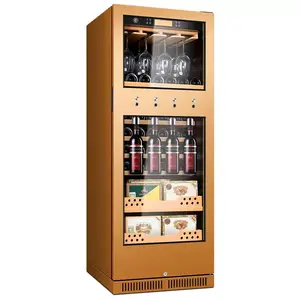 Cigar Cabinet Compressor Intelligent Constant Temperature and Humidity Cedar Wood Stainless Steel Wine Cooler