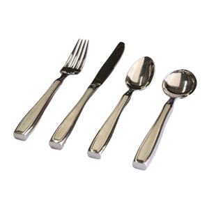 Ensemble de vaisselle en acier inoxydable poli miroir carré audacieux ensemble de couverts royaux avec poignée en argent - Product Image 1