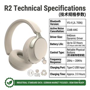Headphone ANC Ramah Lingkungan Tahan Lama dengan Desain Baterai yang Dapat Ditukar, Tersedia OEM - Product Image 2