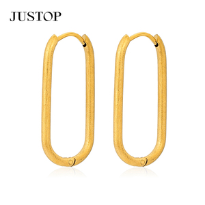 Pendientes de Aro de Moda, Acero Inoxidable, Chapado en Oro de 18K, Impermeables, Hipoalergénicos, Joyería de Moda con Cadena - Product Image 5