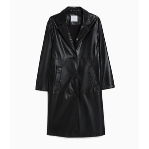 Vendita calda su misura di alta qualità signore lunghe giacche di pelle Pu abbassare il colletto bottone Outdoor abbigliamento invernale da <span class=keywords><strong>donna</strong></span> giacche di cappotto lungo - Product Image 1