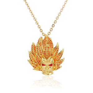 Colgante de Latón Chapado en Oro de 14k con Diseño de Anime Dragon <span class=keywords><strong>Ball</strong></span> Z, Hip Hop Cristiano para Niños, con Piedra Principal de Circonio, Regalo de Son Goku y Vegeta - Product Image 1